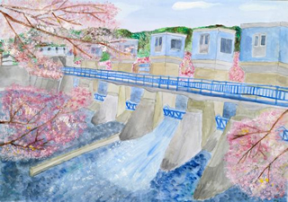 春、桜に囲まれた明